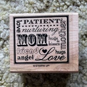 Stampin' Up! Natural Wood MOM Word Art Stamp - Mother of Mine
